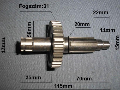 váltó fogaskerék tengely